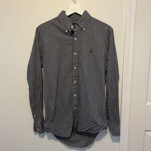 Ralph Lauren Blue and White Check Button-Down Shirt